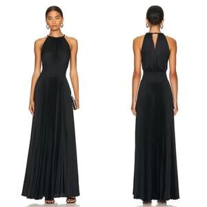 A.L.C. Renata Pleated Halter Neck Black Maxi Dress Size 2